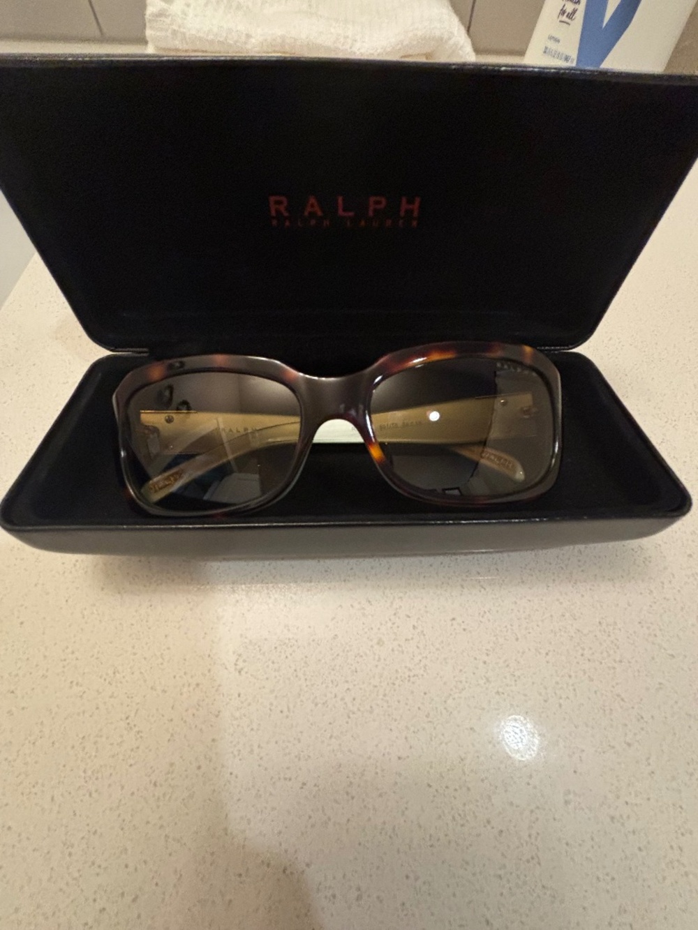 Ralph Lauren Tortoise Shell Oversized Sunglasses Brown Gradient Lenses + Case